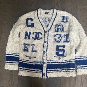 CHANEL VINTAGE BOUCLE VARSITY CARDIGAN